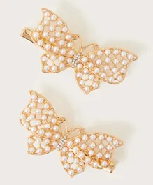 Monsoon Children Pearly Butterfly Hair Clips Pack of 2 -Rose Gold