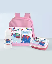 Essmak Elephant Parade Personalized Backpack Set Pink - 11 Inches