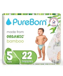 PureBorn Organic Tropic Nappies Singles Size 5 - 22 Pieces