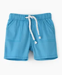 Jam Drawcord Closure Elastic Waist Shorts - Blue
