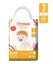 Hibobi -Ultra Soft Absorbent Diapers - Size 3 - 5-11Kg - 62Pcs