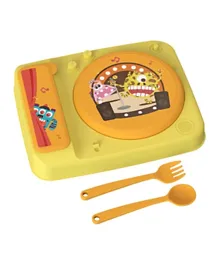 Children's Gramophone-Separated Food Plate Set - Yellow