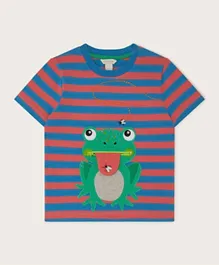 Monsoon Children Frog Applique Striped T-Shirt - Multi Color