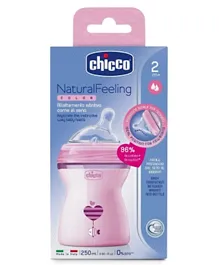 Chicco Natural feeling Feeding Bottle Pink - 250 ml