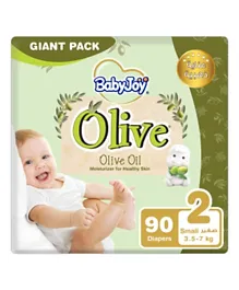 BabyJoy Olive Oil, Size 2 Small, 3.5 to 7 kg, Giant Pack, 90 Diapers