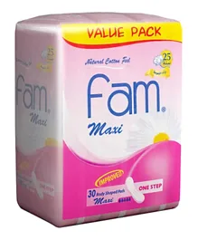 FAM Maxi Sanitary Pad Value Pack Without Wings - 30 Pieces