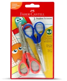 Faber Castell Student Scissors in Blister Card Assorted - 3 Pieces