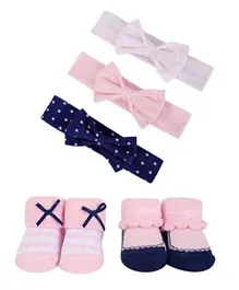 Hudson Baby 3Pc Headband And 2Pc Socks Set Pink Polka Dot