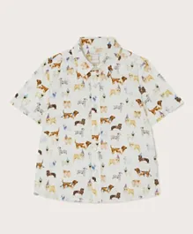 Monsoon Children All Over Dogs Printed Shirt - Ivory