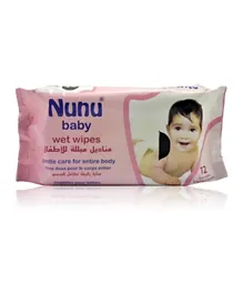 Nunu - Baby Wipes Pink, 72 pieces