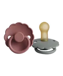 FRIGG Daisy Latex Baby Pacifier 2-Pack Woodchuck/French Grey - Size 1
