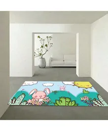 Factory Price Cute Rabbit World Flannel Carpet, 200x160cm, Elegant & Durable for Living Room Bedroom