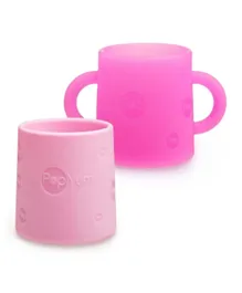 PopYum Silicone Training Cup 2-Pack (Electric Purple and Orchid Pink)