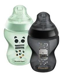 Tommee Tippee Closer to Nature Slow-Flow Baby Bottles with Anti-Colic Valve Ollie and Pip Pack of 2 - 260mL