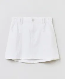 OVS Elastic Waist Miniskirt With Pockets - White