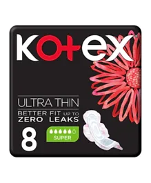 Kotex Ultra Thin Pads Super with Wings Sanitary Pads - 8 Pieces