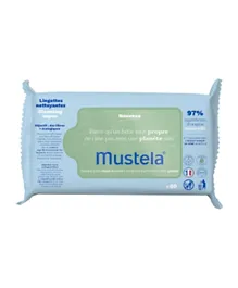 Mustela Baby Cleansing Wipes with Natural Avocado - 60 pcs - blue