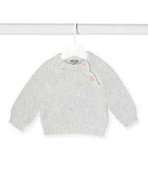 Finelook - Solid Knitted Crew Neck Sweater - Grey