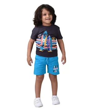 Victor and Jane - Boys 2-Piece Set With Short Sleeve T-Shirt & Shorts - Dark Grey