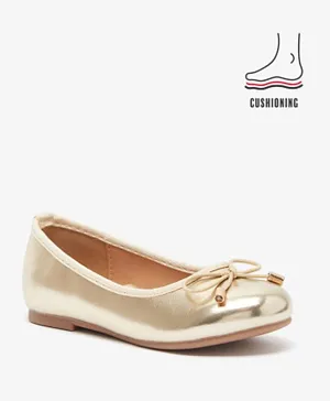 Juniors - Round Toe Ballerina Shoes - Gold
