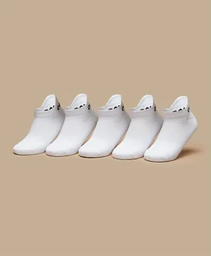 Oaklan by Shoexpress  - by Shoexpress Logo Print Ankle Length Sports Socks - Set of 5 - White