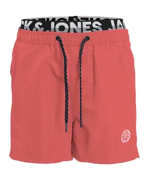 Jack & Jones Junior Elastic Waist Swim Shorts - Hot Coral