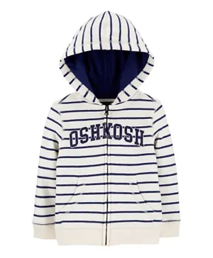 OshKosh B'Gosh Striped Logo Fleece Hoodie - White