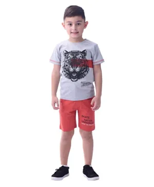 Victor and Jane Boys 2-Piece Set With Short Sleeve T-Shirt & Shorts - Grey