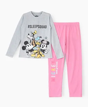 UrbanHaul X Disney Mickey Mouse & Friends Pyjama Set - Grey & Pink