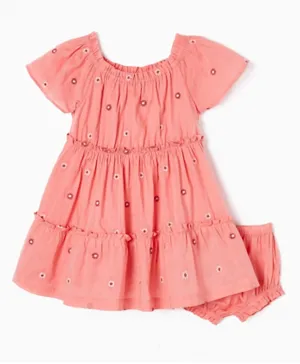 Zippy Floral Dress With Bloomers - Pink
