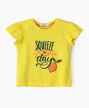 Jelliene Squeeze the Day Printed Top - Yellow