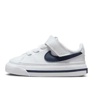 Nike Court Legacy Elastic Lace Shoes - White & Navy Blue