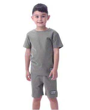 Victor and Jane Boys 2-Piece Set With Short Sleeve T-Shirt & Shorts - Olive