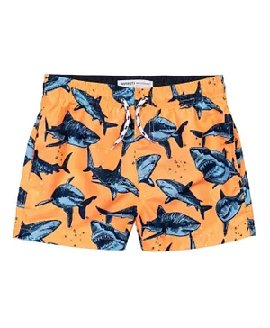 Minoti Shark All Over Printed Board Shorts - Orange