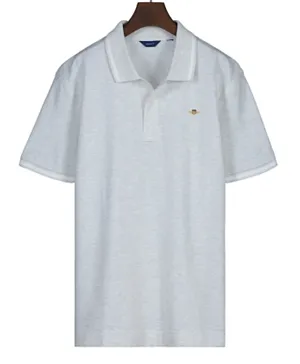 Gant Logo Pique Polo Shirt - Grey