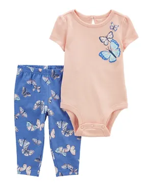 Carter's 2 Piece Butterfly Bodysuit Pants Set - Pink & Blue