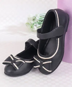Babyoye Party Wear Belly Shoes Bow Applique - Black