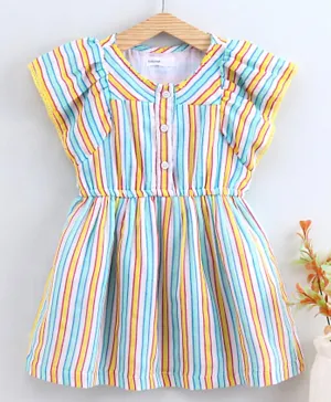 Babyoye Short Sleeves Stripe Frock - Multicolor