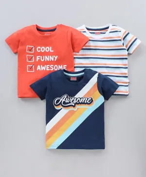 Babyhug Half Sleeves T-Shirts Multi Print Pack Of 3 - Multicolor