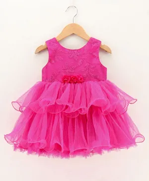 Babyhug Floral Corsage Party Frock - Pink