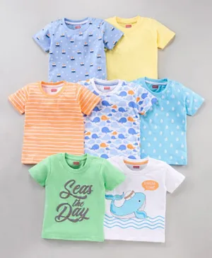 Babyhug Half Sleeves Printed T Shirts Pack of 7 - Multicolour