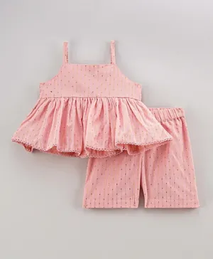 Bonfino Girls Singlet Top and Shorts with Lurex Detailing - Pink