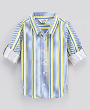 قميص بونفينو بأكمام طويلة من القطن مخطط - متعدد الألوان