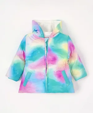 Babyhug Polyester Woven Full Sleeves Heavy Winter Jacket All Over Printed - Multicolour