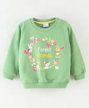 Babyhug Full Sleeves Sweatshirt Floral Print - Olive Green