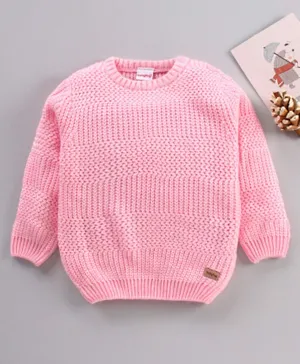 Babyhug Knit Full Sleeves Cable Knitted Sweater - Pink