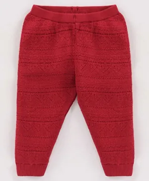 Babyhug Fleece Solid Full Length Lounge Pant - Red