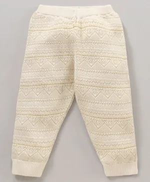Babyhug Fleece Solid Full Length Lounge Pant - Off White