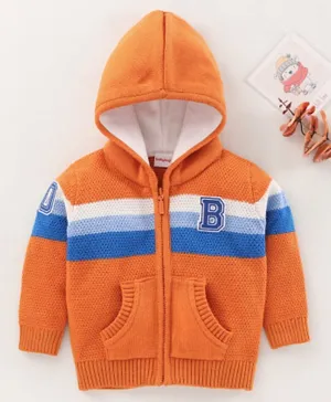 Babyhug Full Sleeves Hooded Sweater - Orange