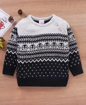 Babyhug Full Sleeves Sweater Penguin Design- Navy